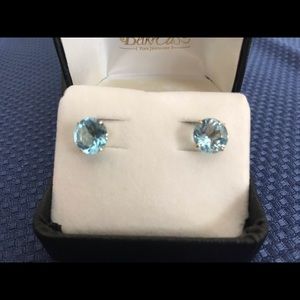 Aquamarine 10mm studs in 14k gold setting